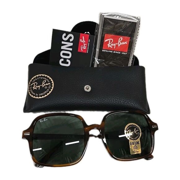 Ray Ban Sunglasses RB 1973 954/31 SQUARE II Frame Italy Striped Havana Women’s - Picture 2 of 10